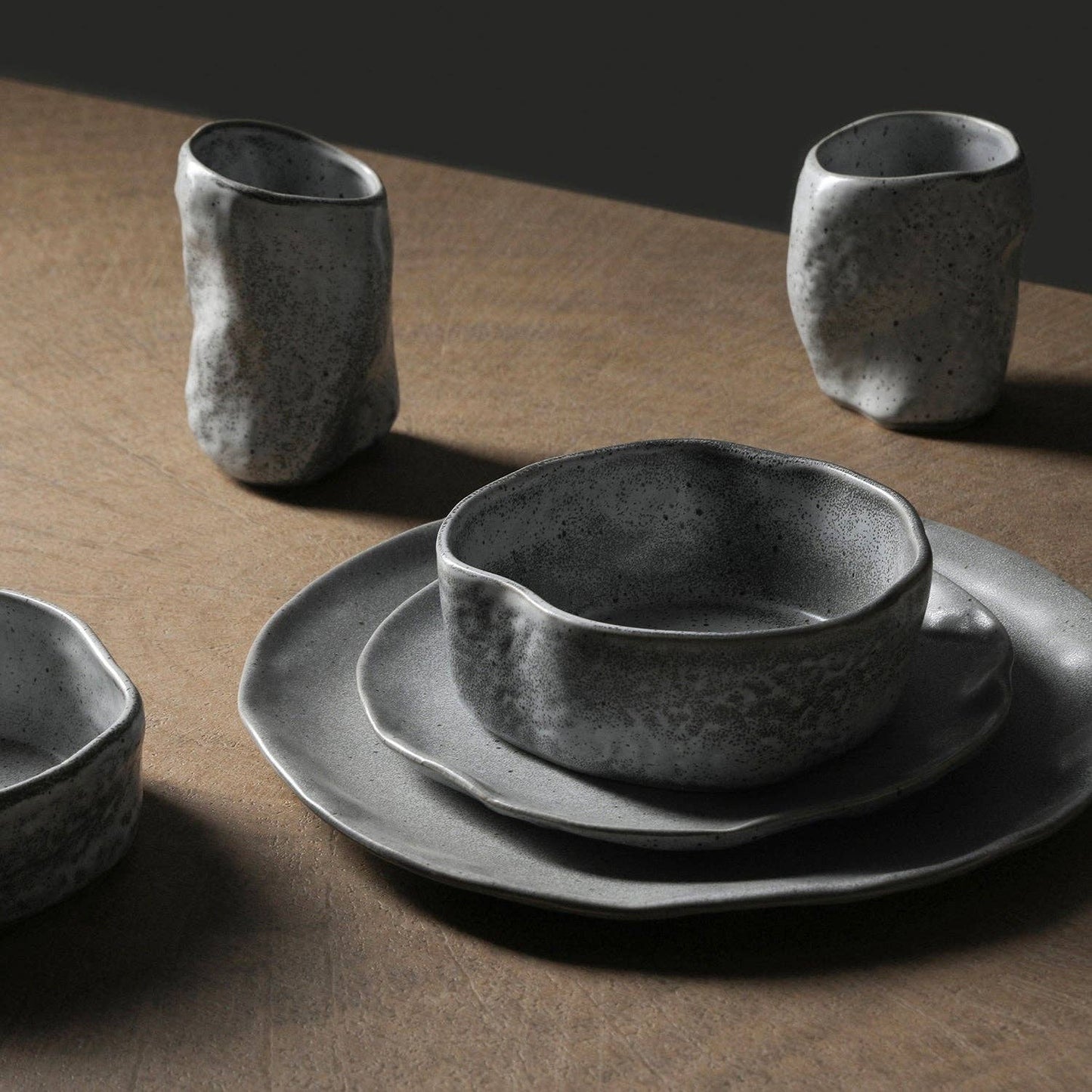 Atik Stoneware Dinnerware - Grey Speckled