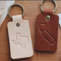 Double Sided PA Leather Keychain Key Fob