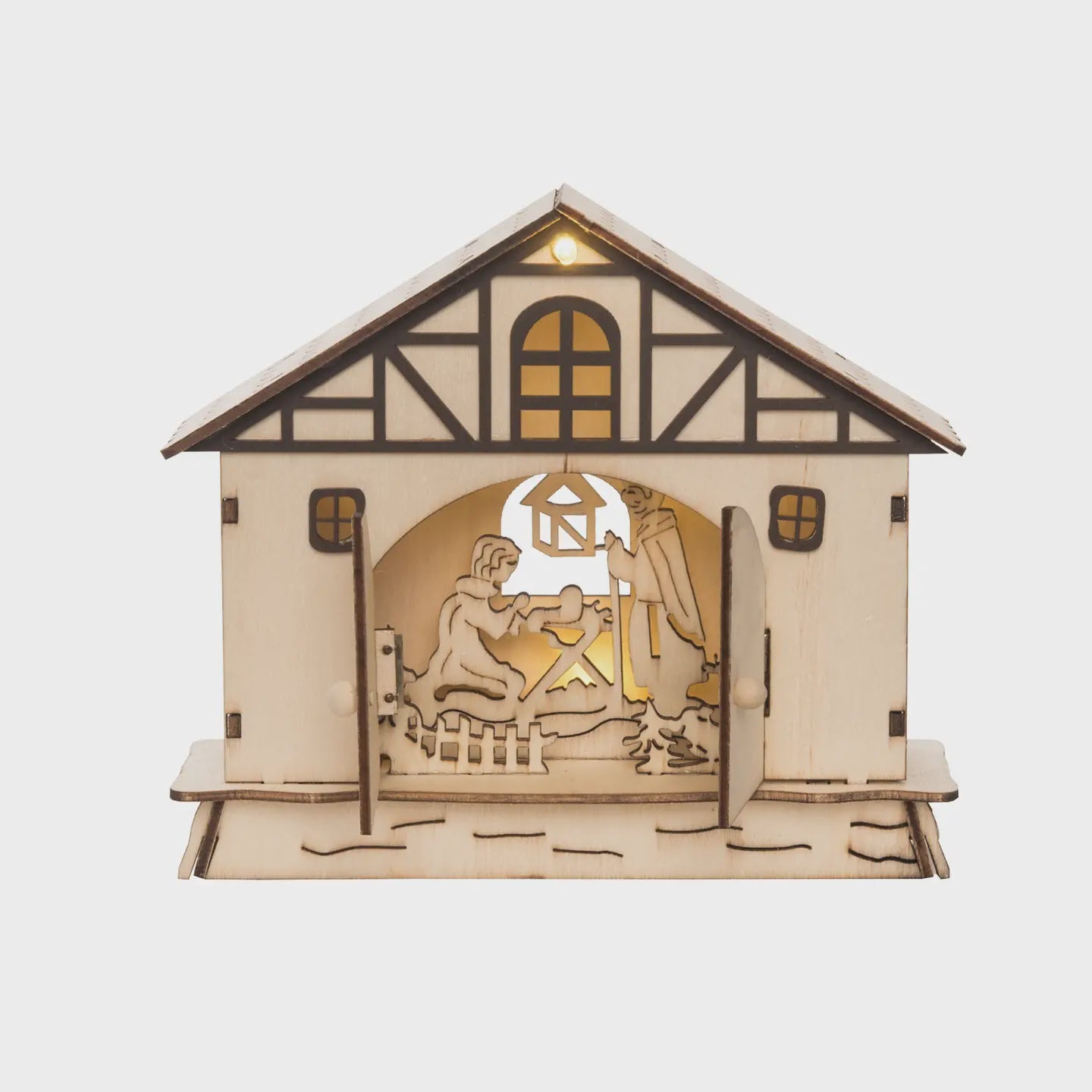 7" Brown Christmas Laser Cut Nativity Scene