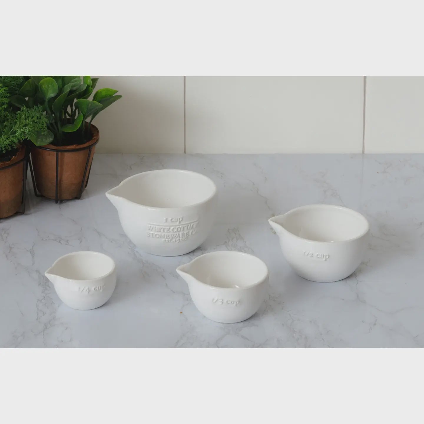 White Cottage Ceramic Measuring Cups