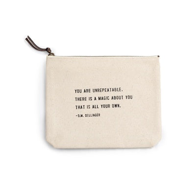 You are unrepeatable Canvas Zip Bag