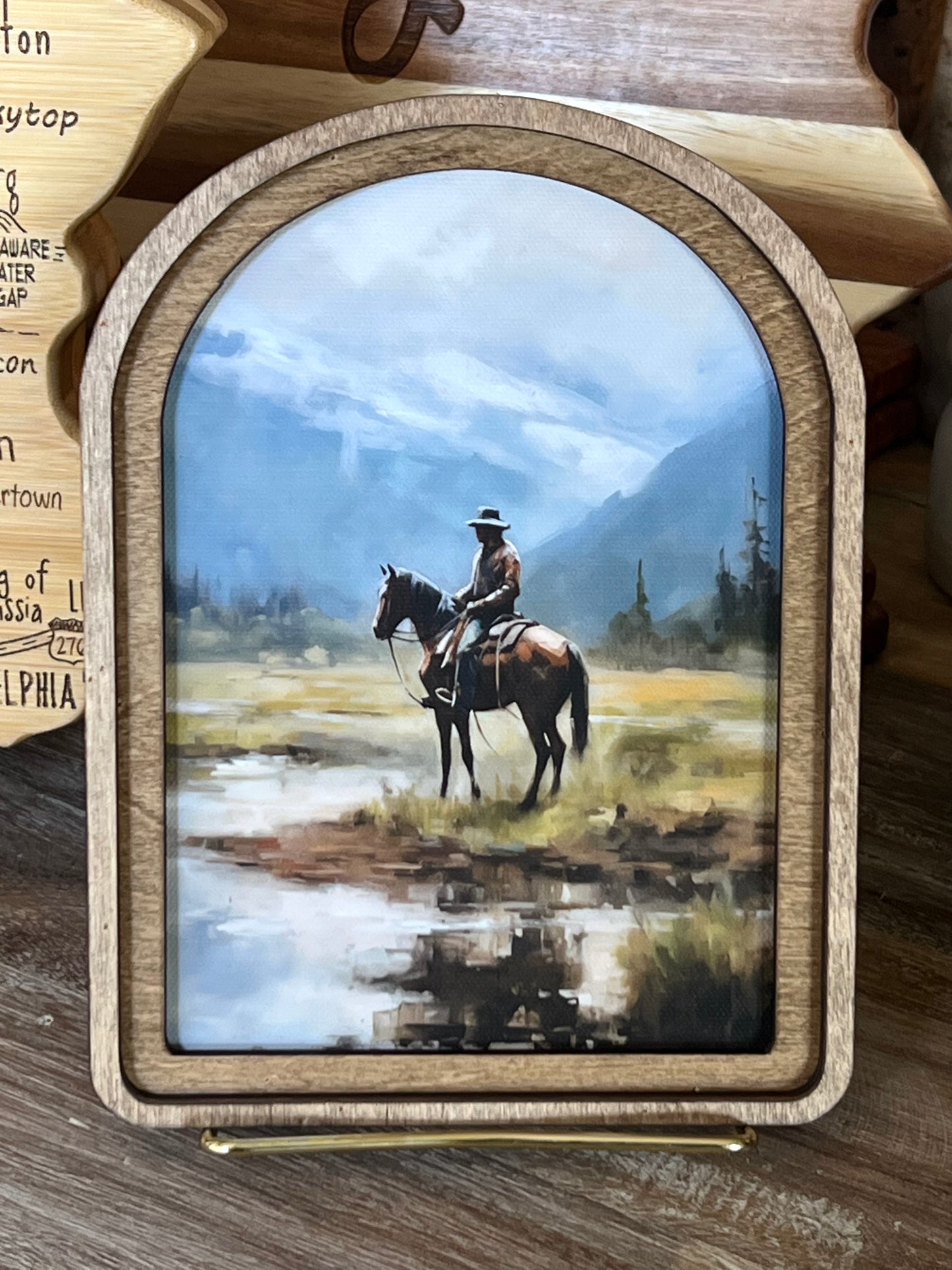 Arch Top Mountain Cowboy Framed Art