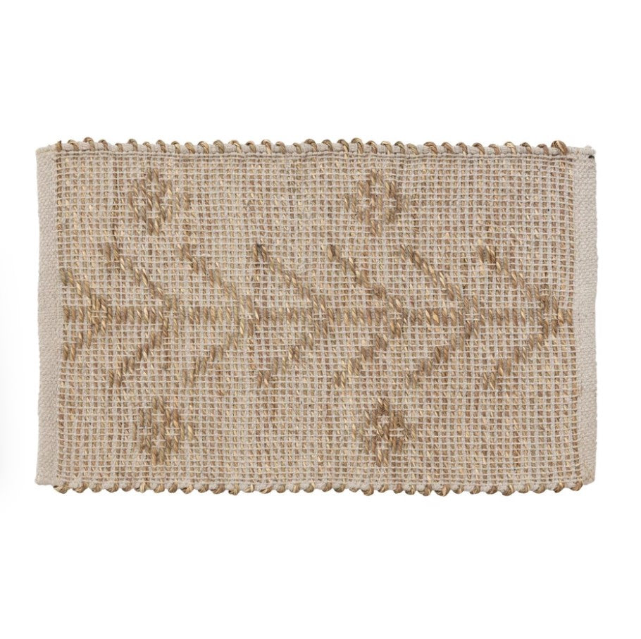 19"L x 13"W Woven Seagrass & Cotton Placemat, Natural