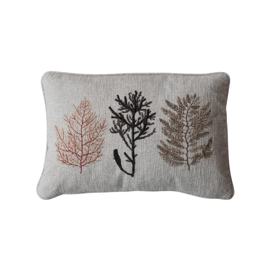 Cotton Blend Lumbar Pillow w Botanicals