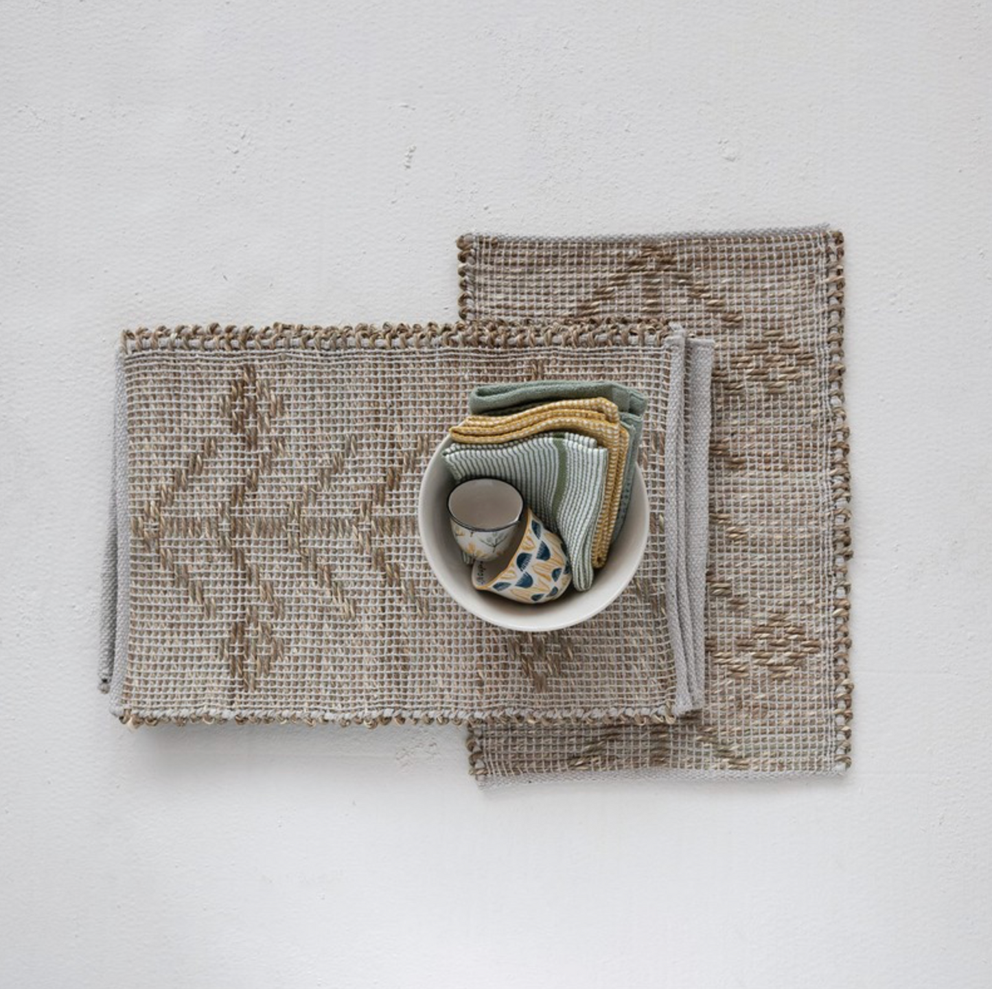 19"L x 13"W Woven Seagrass & Cotton Placemat, Natural
