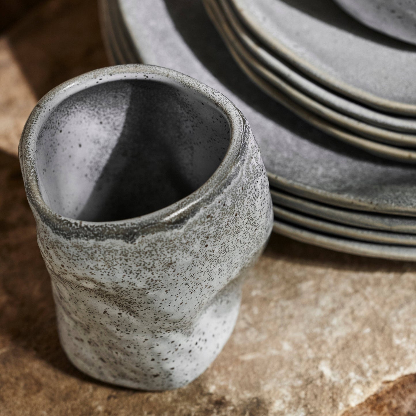 Atik Stoneware Dinnerware - Grey Speckled
