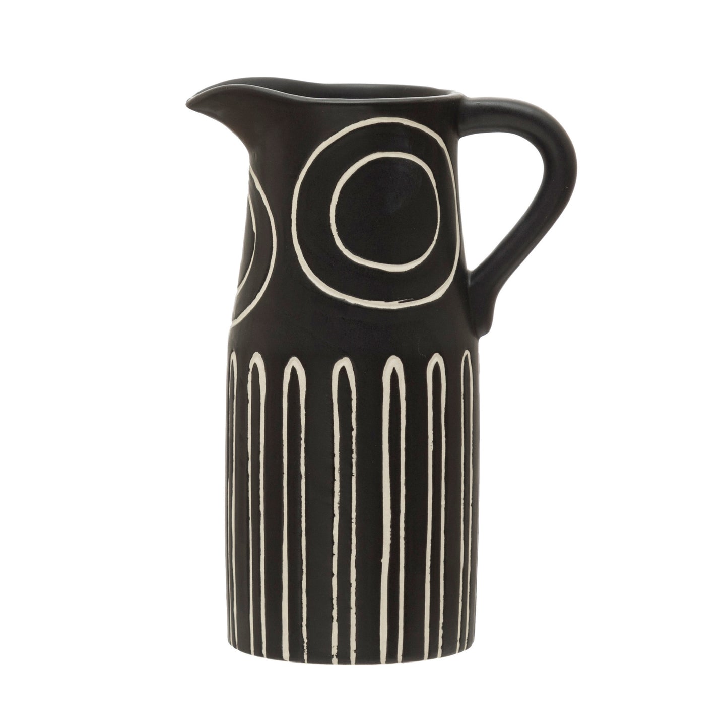 Stoneware Pitcher with Debossed Design