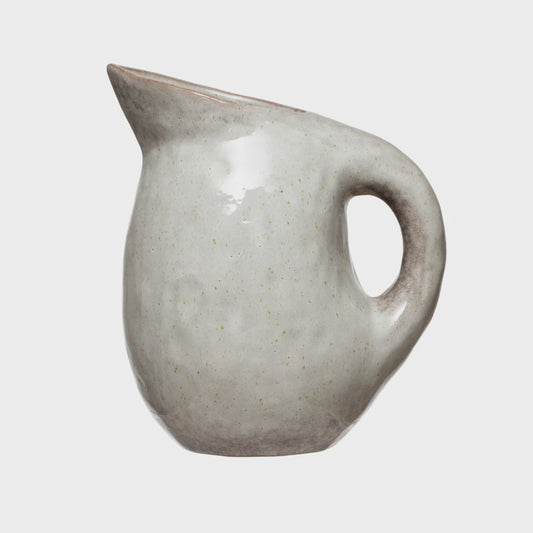 Stoneware Pitcher with Reactive Glaze, Bone Color