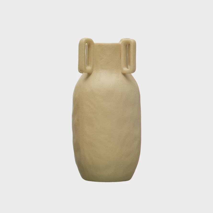 Stoneware Vase, Sand Finish, Cream Color