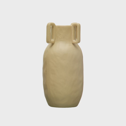 Stoneware Vase, Sand Finish, Cream Color