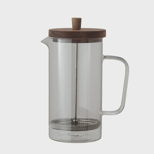 36 oz. Glass & Stainless Steel French Press Coffee Maker w/ Acacia Wood Lid, Natural (Makes 4 Cups)