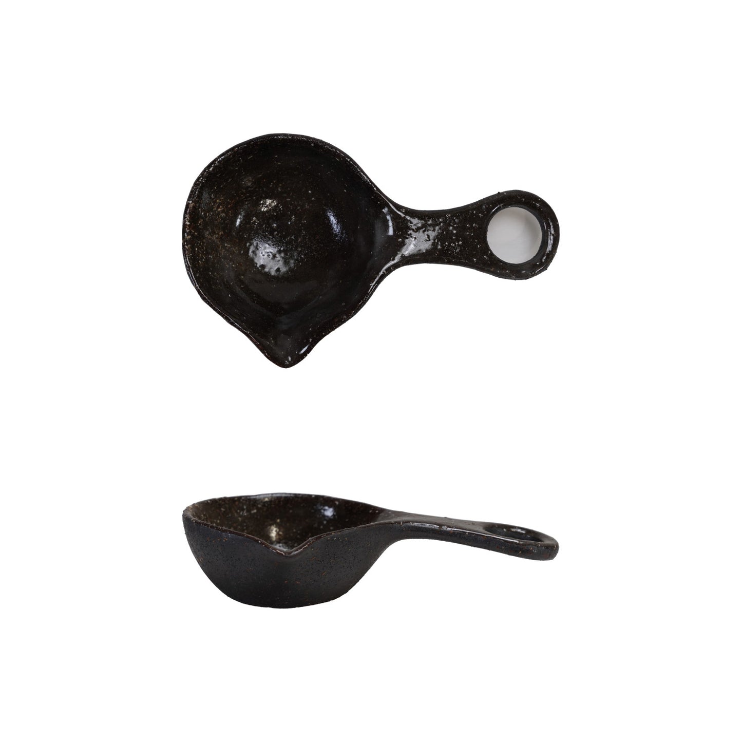 Stoneware Scoop with Handle & Spout, Matte Brown (Each Will Vary)