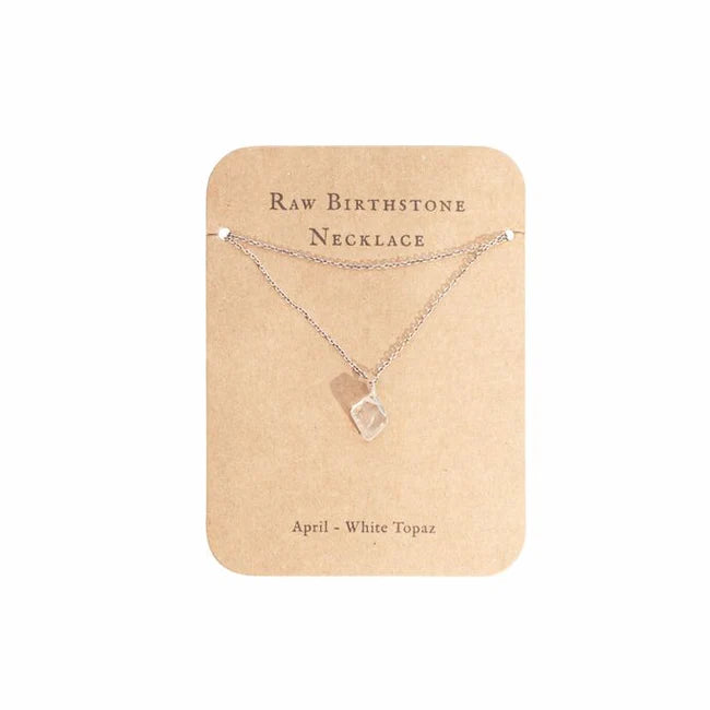 Raw Birthstone Necklace in Sterling Silver 18" + 2" extender