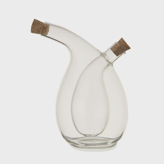 12 oz. & 3 oz. Hand-Blown Glass Oil & Vinegar Cruet w/ Cork Stoppers