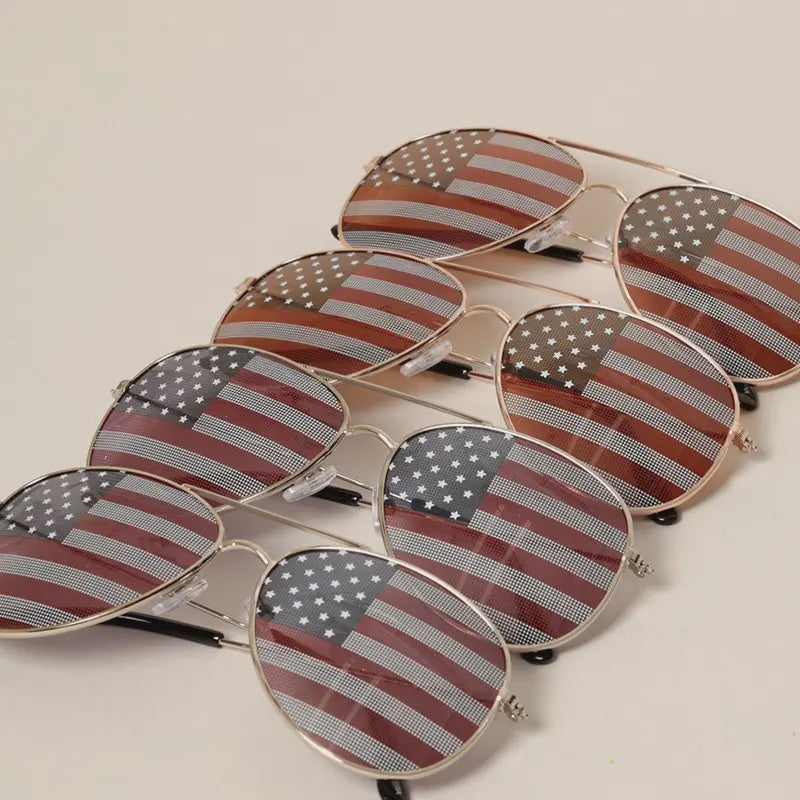 USA American Flags Aviator Sunglasses
