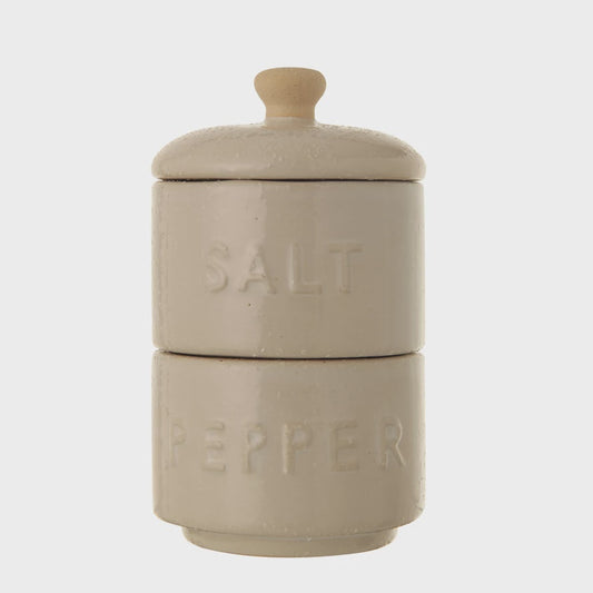 S/2 3" Round x 5"H Stoneware Stackable S&P Pots