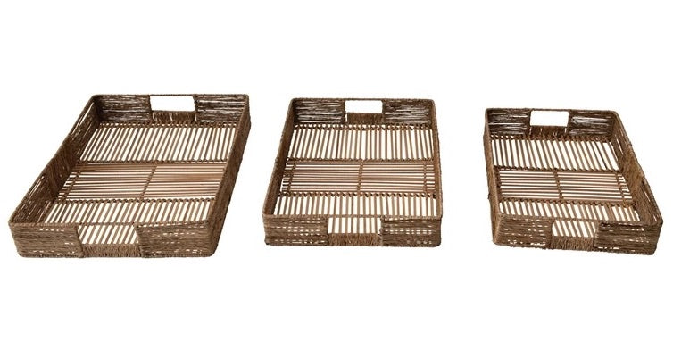 Hand-Woven Trays with Handles