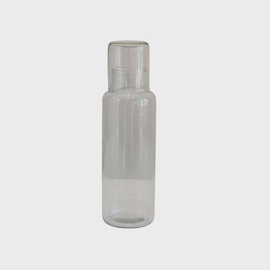 32 oz. Hand-Blown Recycled Glass Carafe w/ 4 oz. Drinking Glass