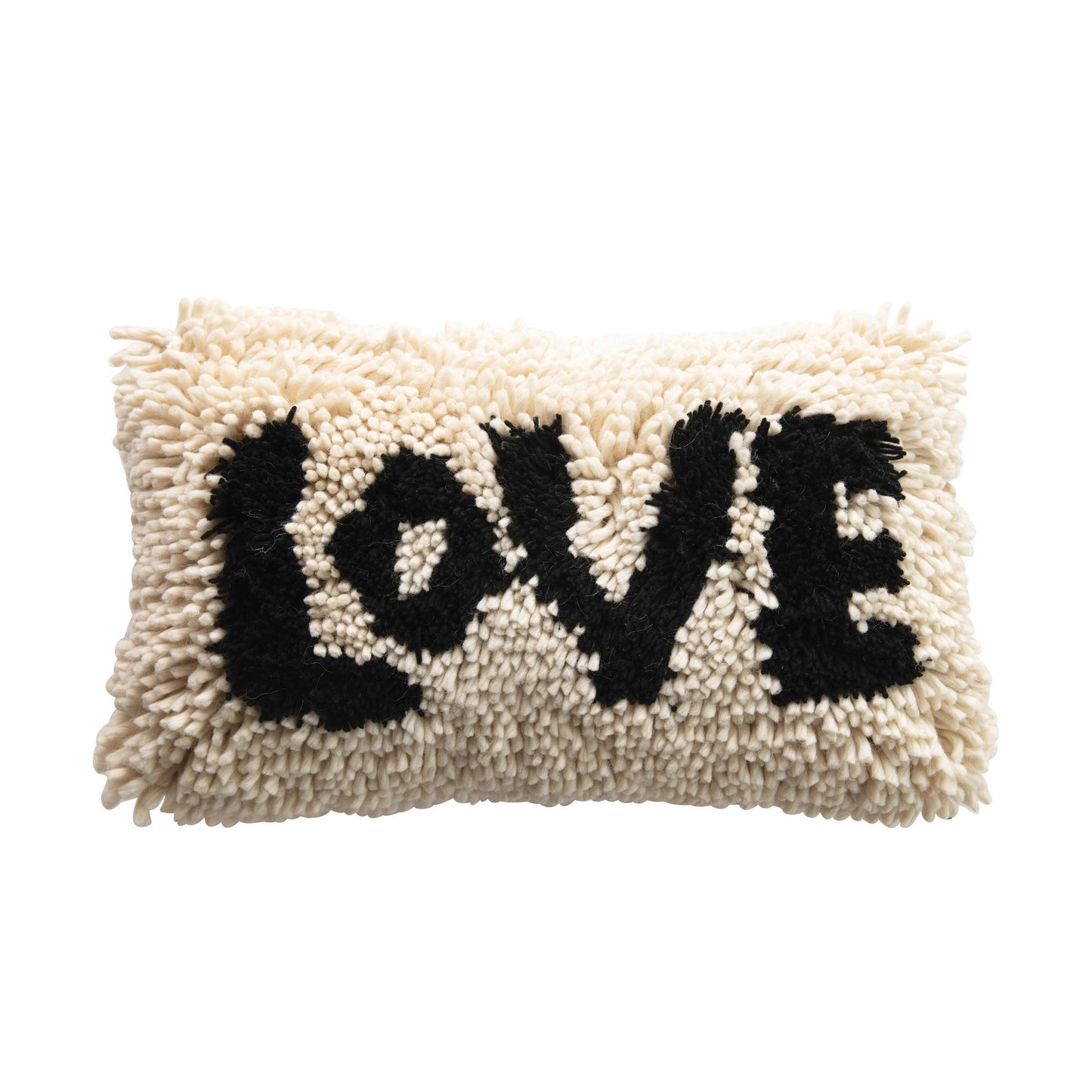 24" x 14" Love Woven Wool Shag Lumbar Pillow