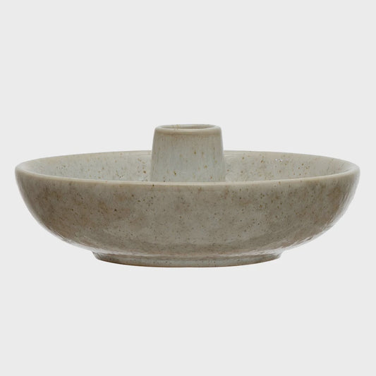 Stoneware Dish with Toothpick Holder with Glaze