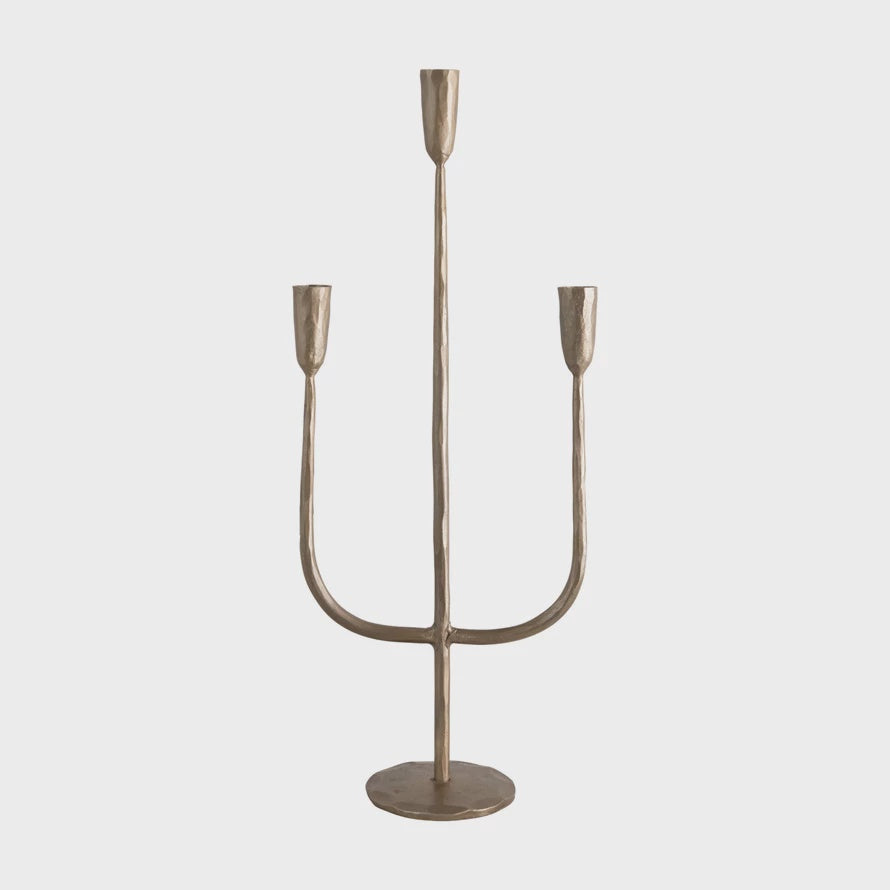 Hand-Forged Metal Candelabra with Antique Finish