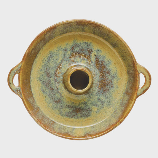 Stoneware Dish with Toothpick Holder with Glaze - Large