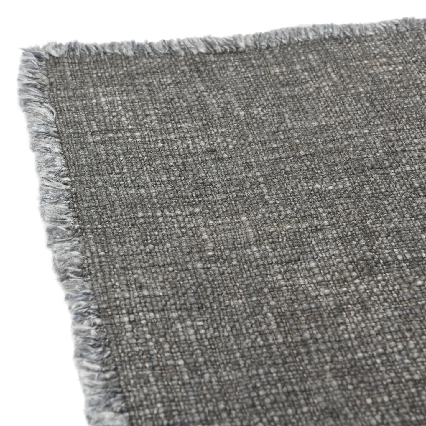 108"L x 14"W Linen Blend Table Runner w/ Frayed Edges, Charcoal Color