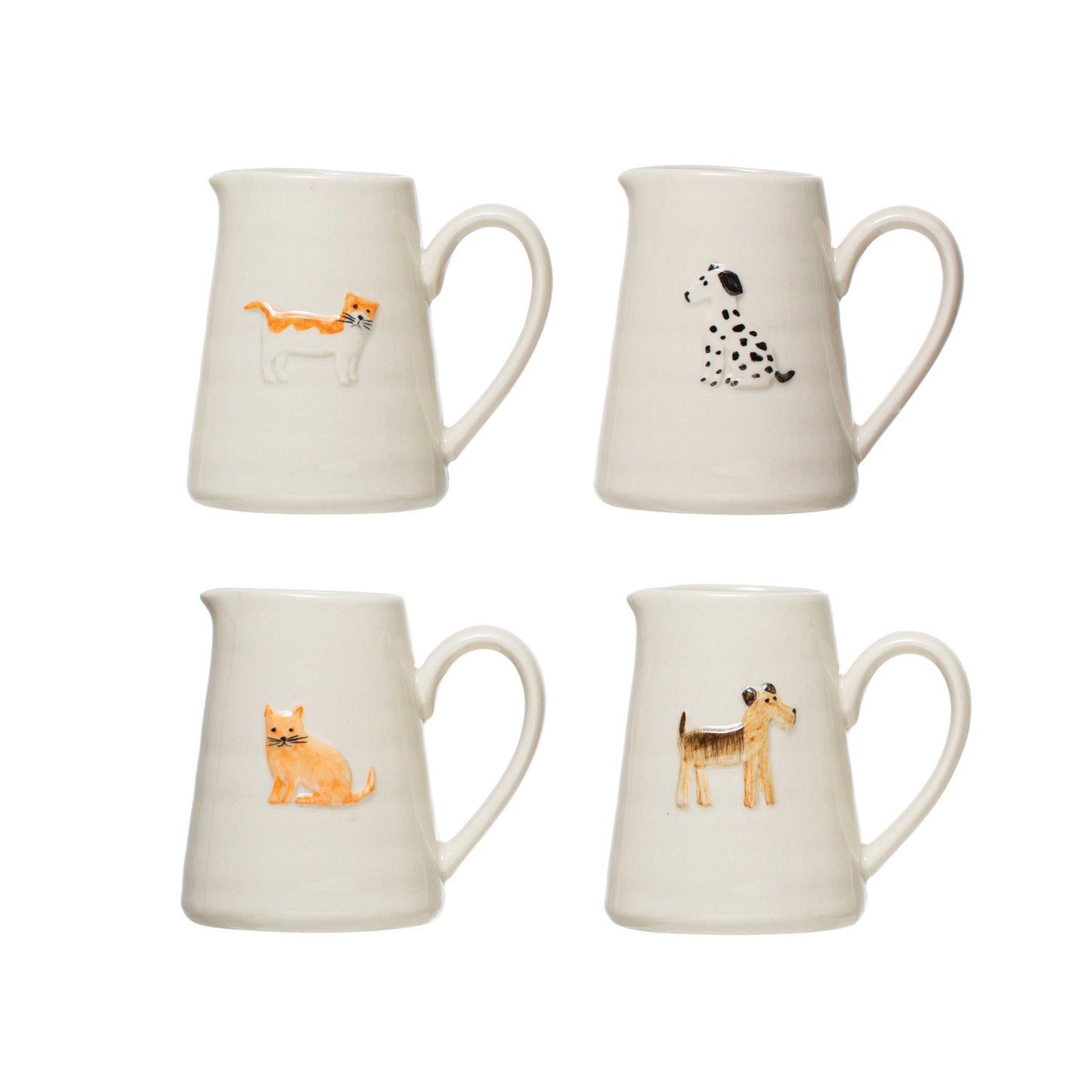 Hand-Painted Cat/Dog Stoneware Creamer, 4 Styles