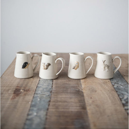 Hand-Painted Creamer with Forest Animal, 4 Styles