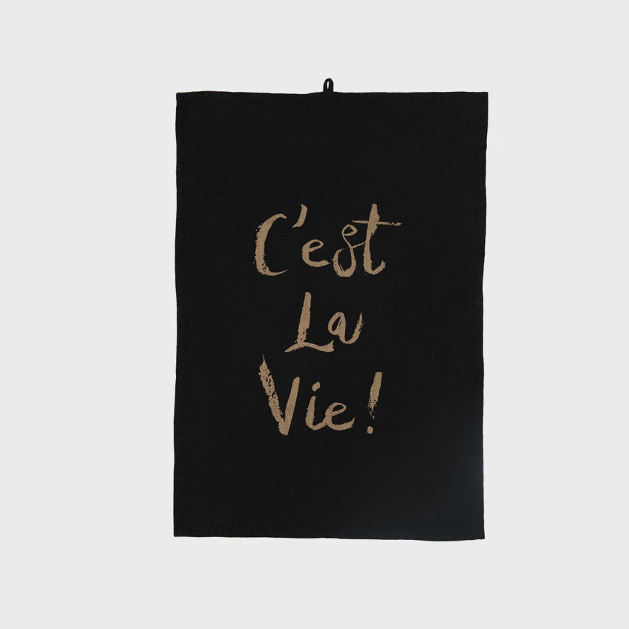 Cotton Tea Towel with Gold Foil "C'est La Vie!"