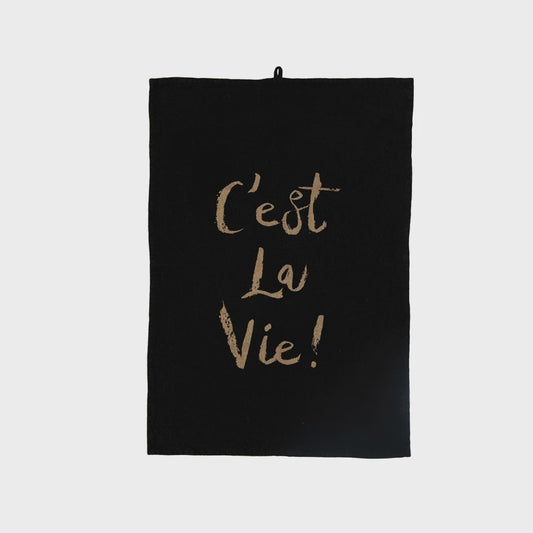 Cotton Tea Towel with Gold Foil "C'est La Vie!"