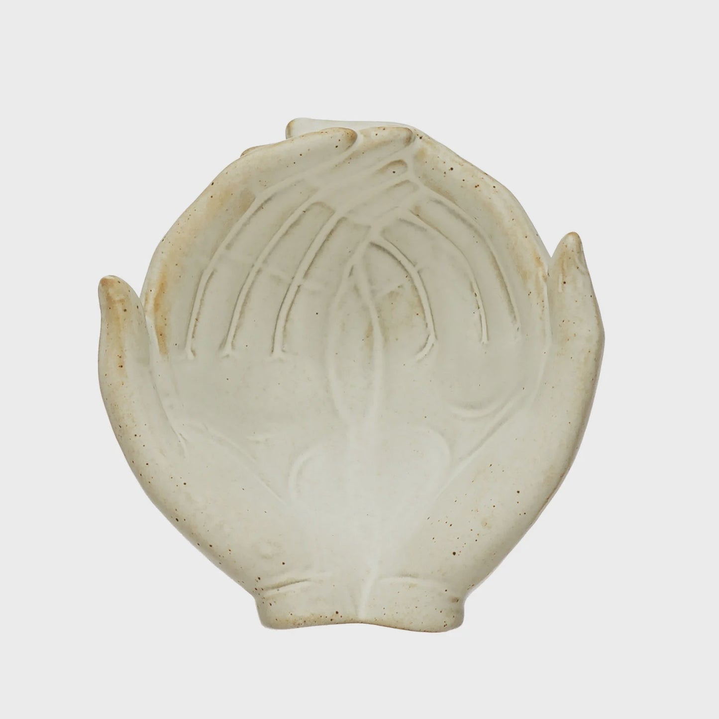 Stoneware Hands Bowl, Reactive Glaze