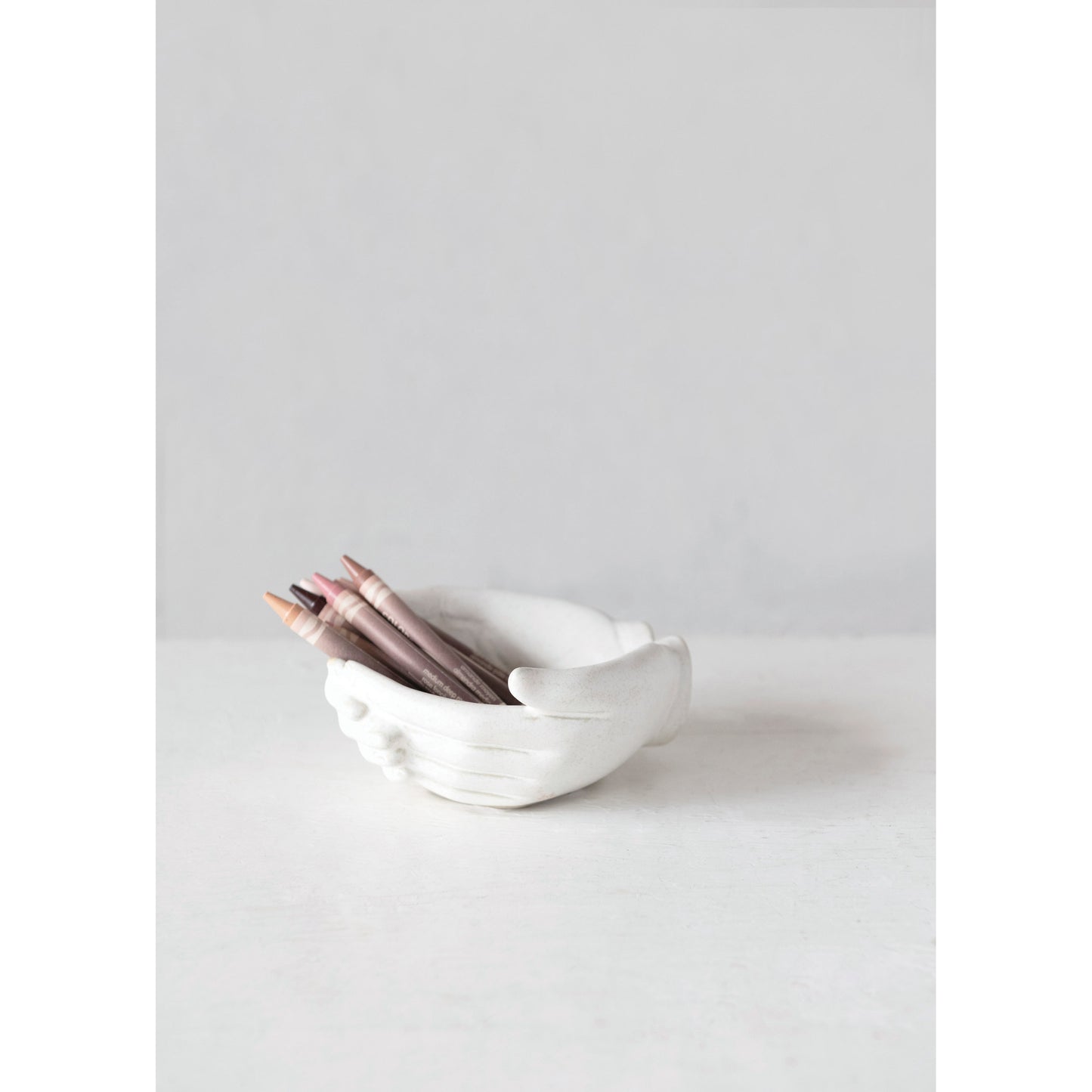 Stoneware Hands Bowl, Reactive Glaze