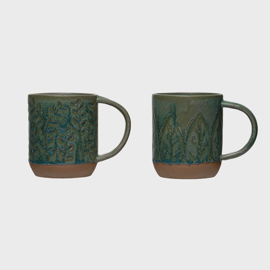 16 oz. Debossed Stoneware Mug, Green