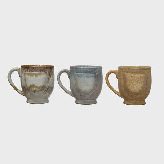 4-1/2"H Stoneware Mug w Tea Bag Holder, 3 Colors