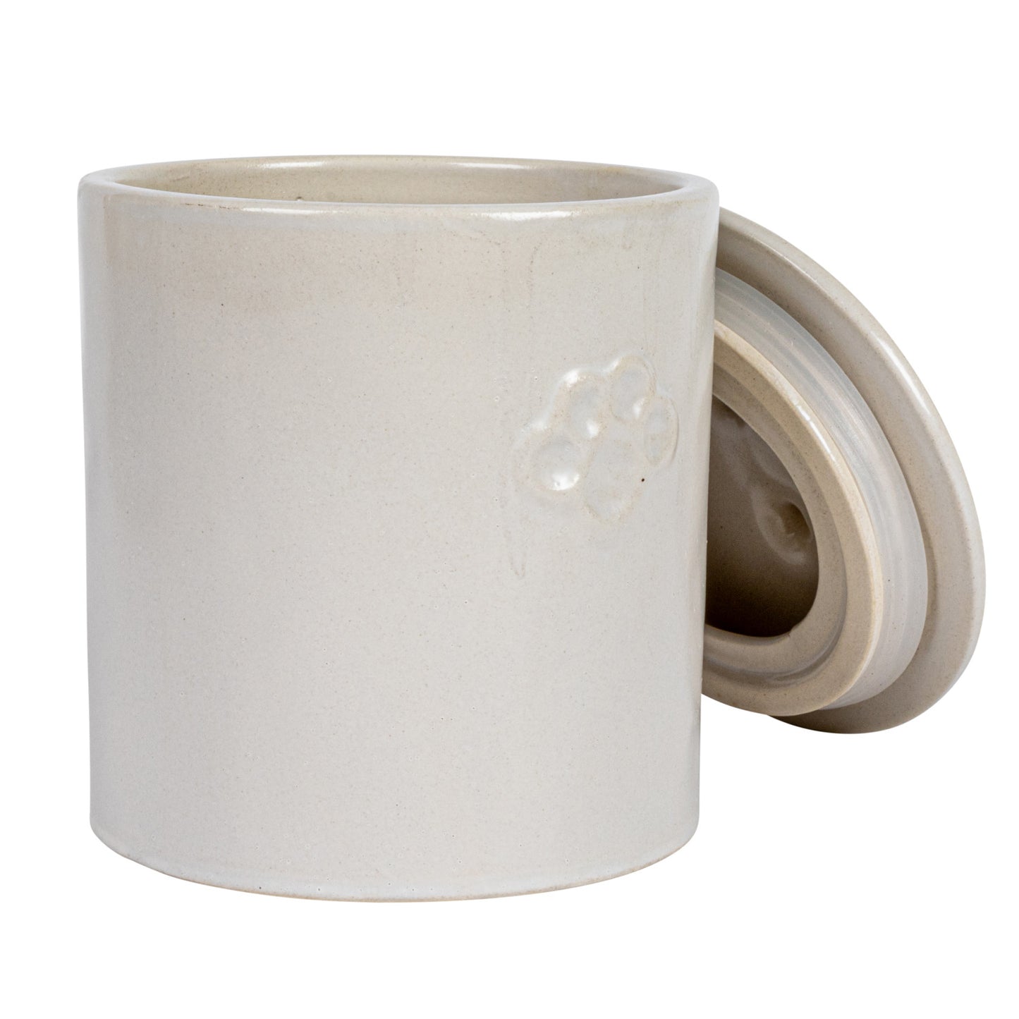 6"H Stoneware Treat Jar, White