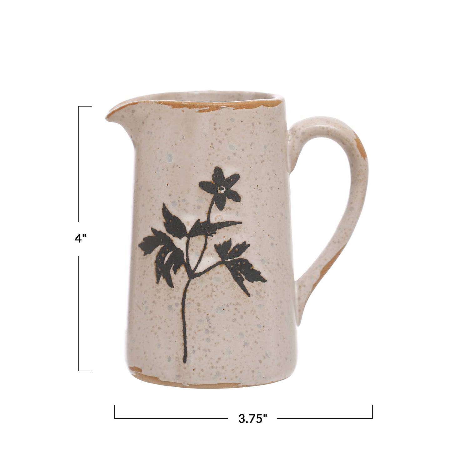 Creamer w/ Flowers - Debossed Stoneware