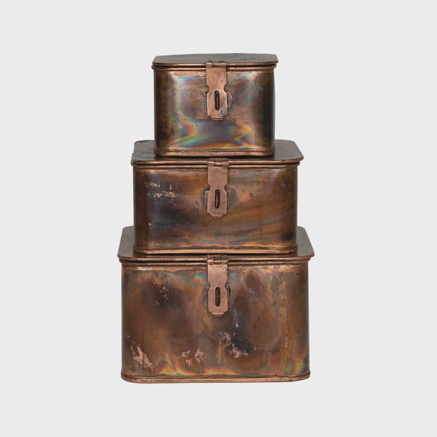 Decorative Metal Boxes, Burnt Copper Finish