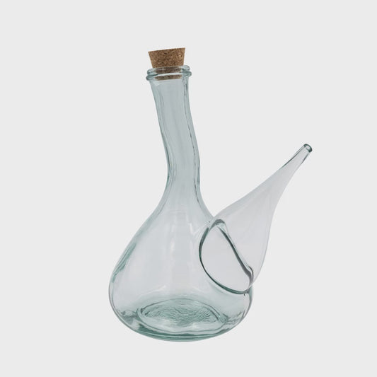 10"L x 5-1/2"W x 10-1/2"H 1 Quart Recycled Glass Cruet w/ Cork Stopper
