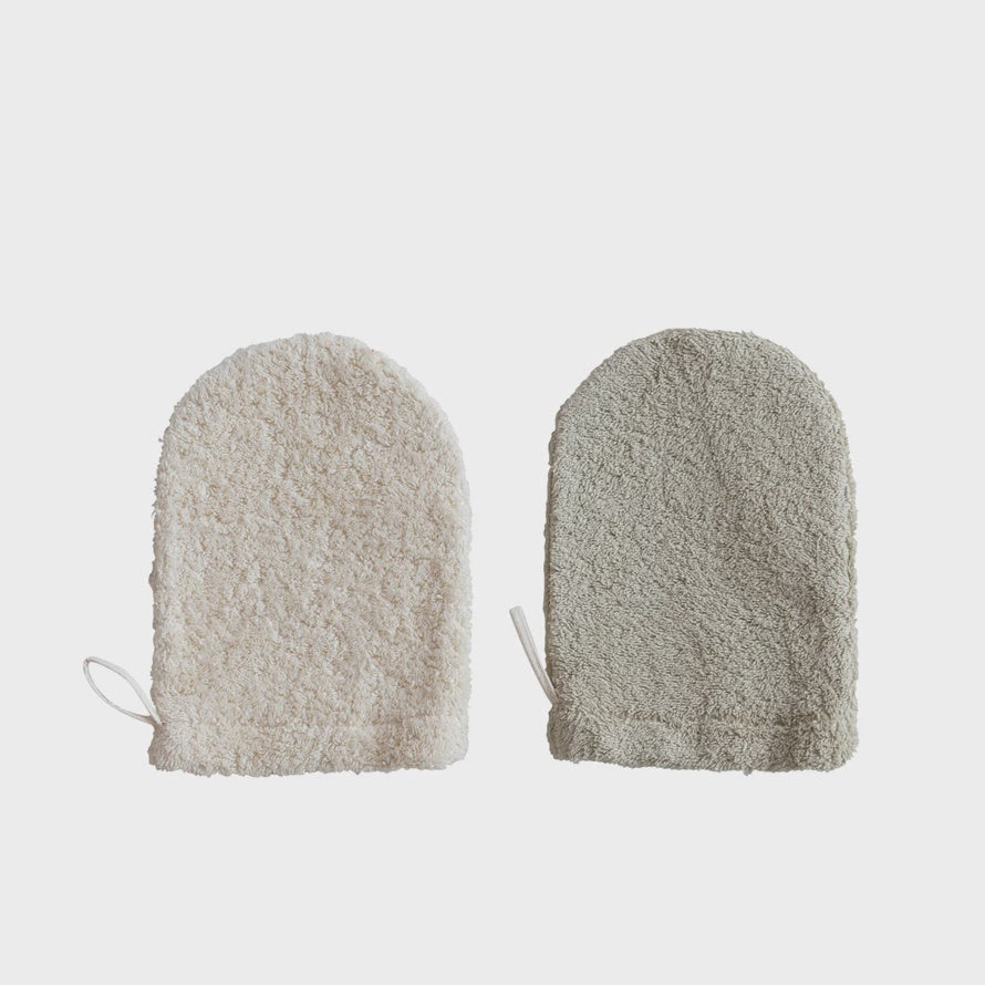 7"Lx5"W Cotton Terry Cloth Shower Mitt w Loop,2 Colors