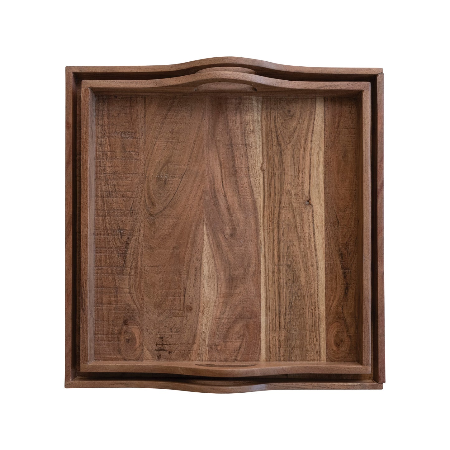 Acacia Wood Trays w/ Handles, Natural