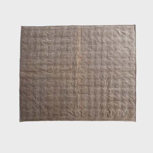 60"L x 50"W Cotton Velvet Quilted Throw, Grey