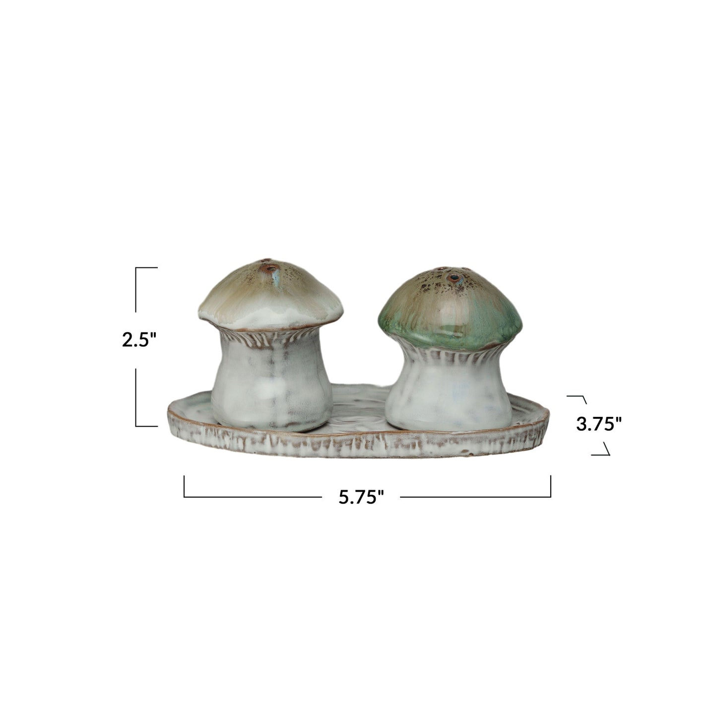 Stoneware Salt & Pepper Shakers w/ Tray, Set of 3