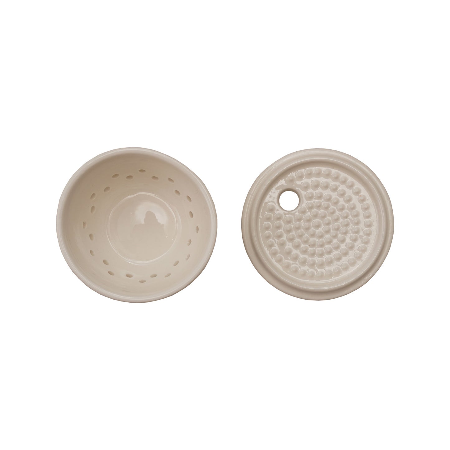 Stoneware Garlic/Ginger Grater/Storage, White