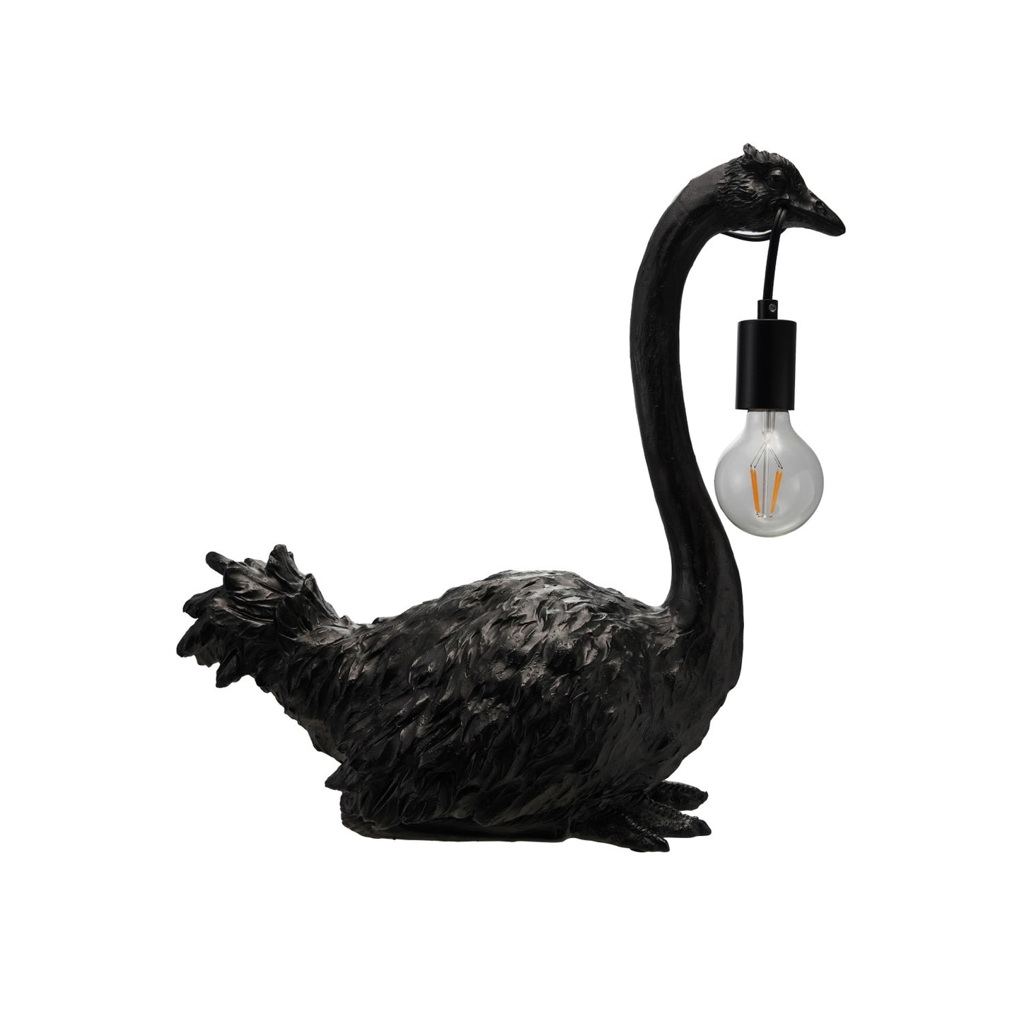 Resin Ostrich Table Lamp with Inline Switch, Black