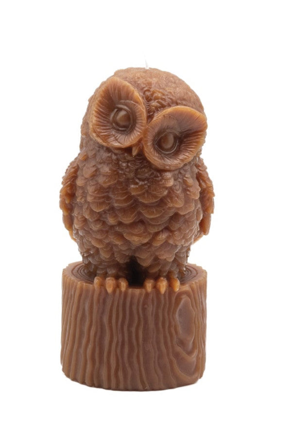 Unscented Owl Shaped Candle, Brown (Est. Burn Time 48 Hours)