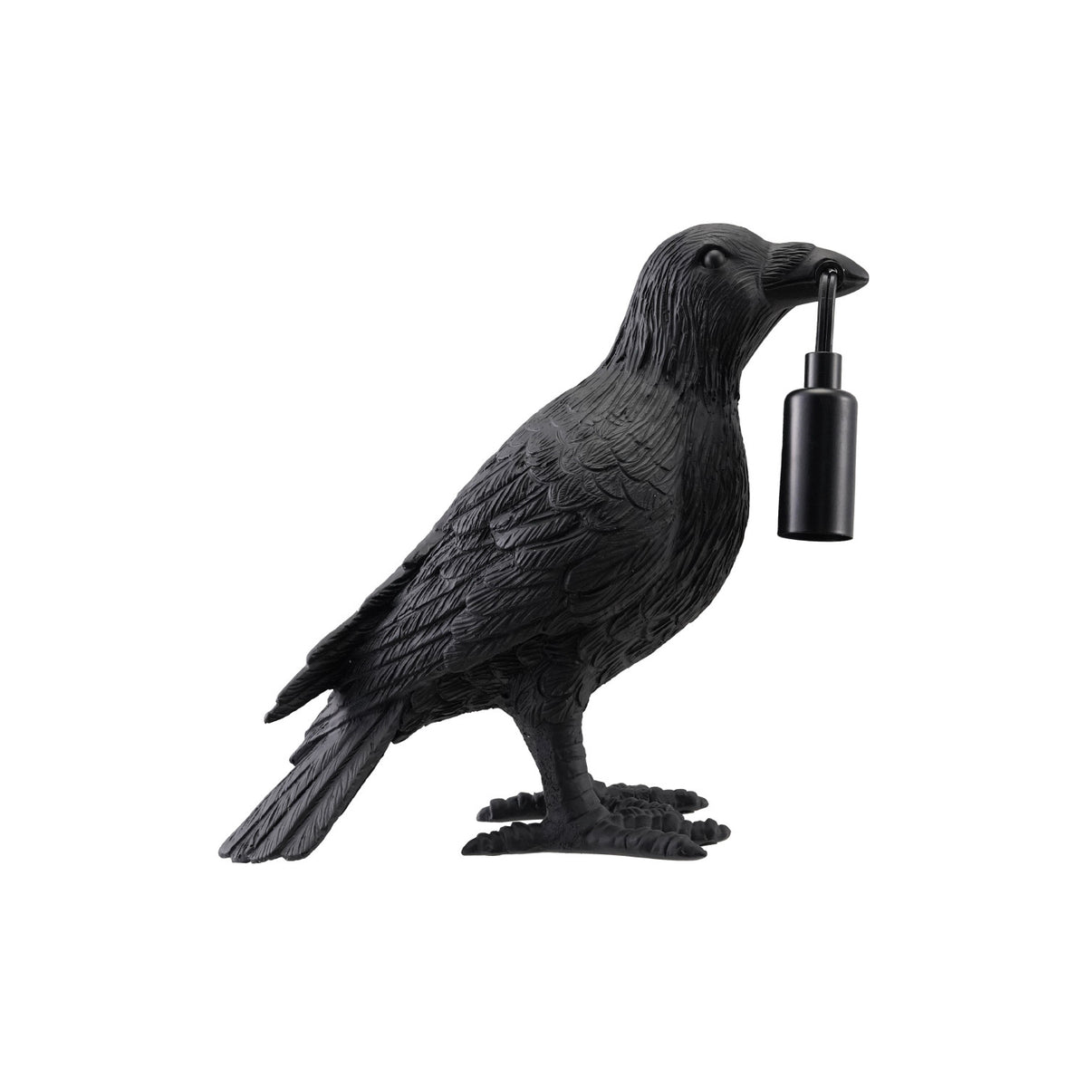 Resin Crow Shaped Table Lamp with Inline Switch, Black