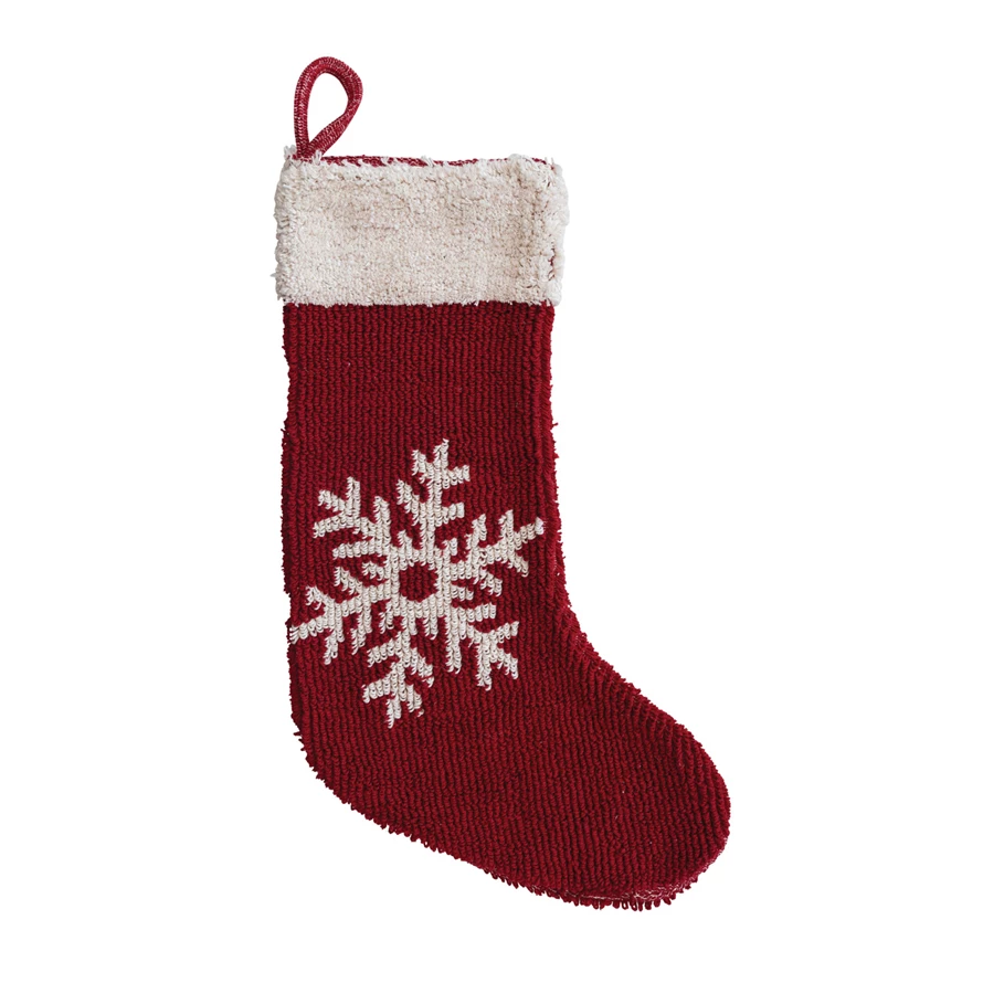20"H Cotton Knit Stocking w Snowflake