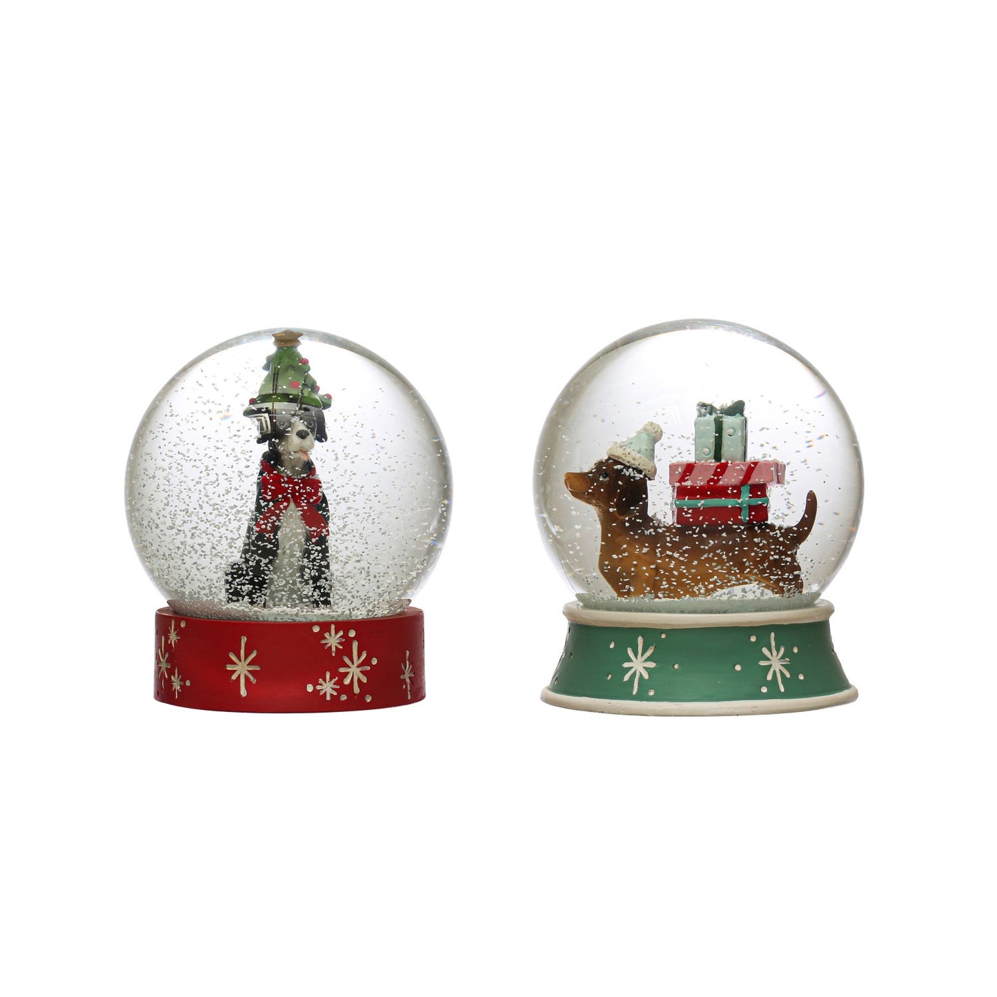 3-3/4" Round Glass Snow Globe w/ Dog
