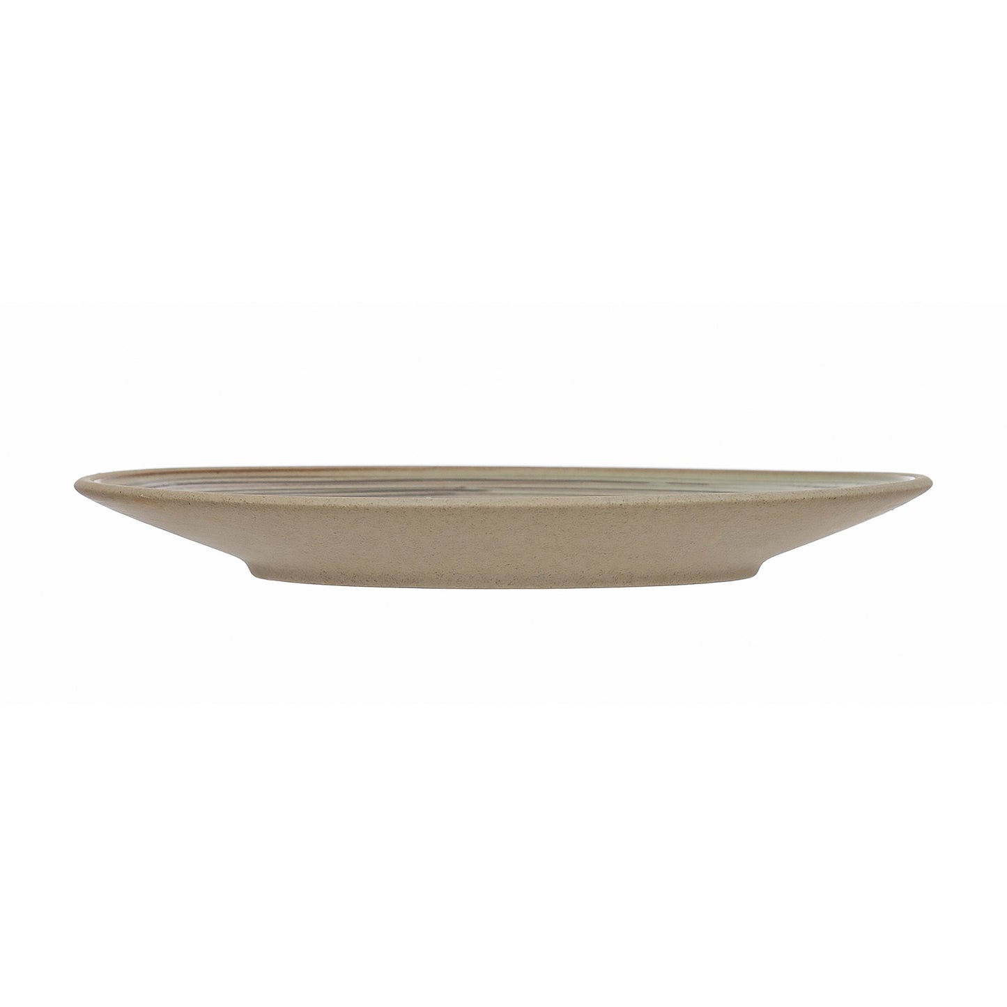 Hand-Painted Stoneware Organic Striped Plate, Reactive Glaze